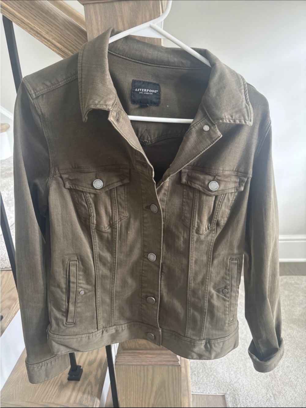 Liverpool Olive Denim Jacket - Women's Classic Fit